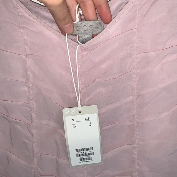 COS | Maxi Ruffle Lavender Gathered Sleeveless Dress Size 6 Brand New - Picture 6 of 16